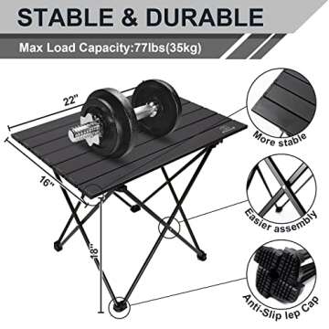 MSSOHKAN Aluminum Camping Table - Lightweight Portable for Picnics & Beach