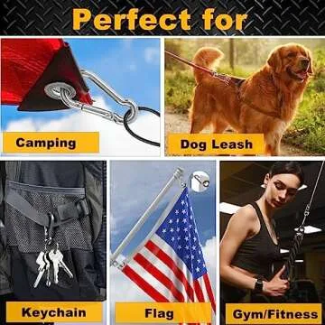 Durable 8 Pcs Small Carabiner Clips - Stainless Steel Hooks