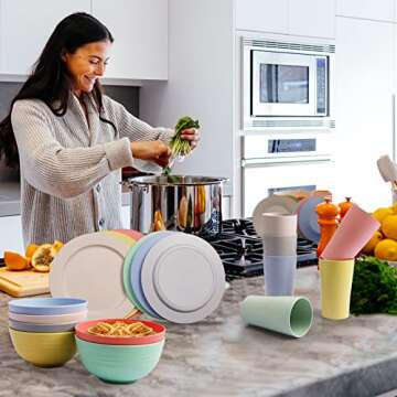 Greenandlife Unbreakable Dinnerware Set for 6 - Microwave Safe