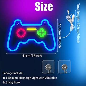 Cool Game Neon Sign Gamepad Shape LED Light for Bedroom Decor