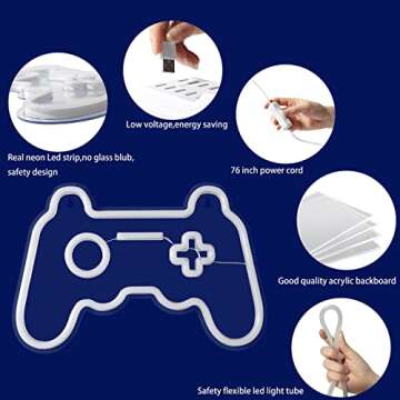 Gamepad Shape LED Neon Sign for Gaming Room Decor