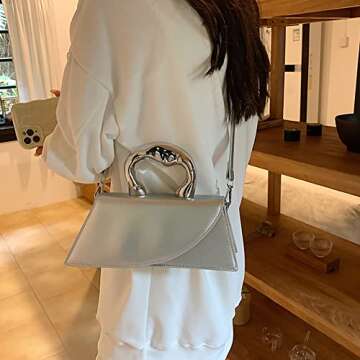 Small Silver Bag Crossbody Bags Satchels Y2K Evening Bags Handbag for Women Hobo Bags Shoulder Bags ...