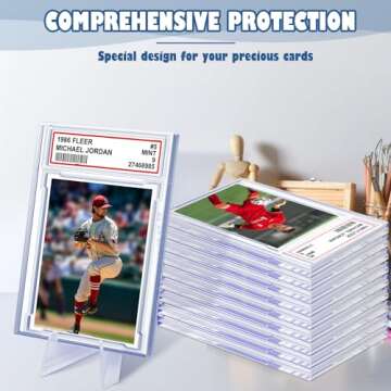 6 PCS Card Case Holder for Trading Cards, Acrylic Graded Card Slab Baseball Card Sleeves with Label Position Fit for MTG TCG and Sport Cards Storage and Display