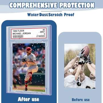 6 PCS Card Case Holder for Trading Cards, Acrylic Graded Card Slab Baseball Card Sleeves with Label Position Fit for MTG TCG and Sport Cards Storage and Display