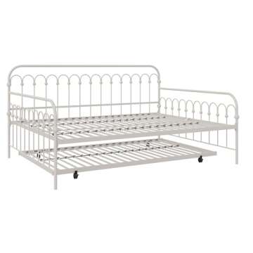 Novogratz Bright Pop Full Metal Daybed with Twin Trundle Bed, Off White