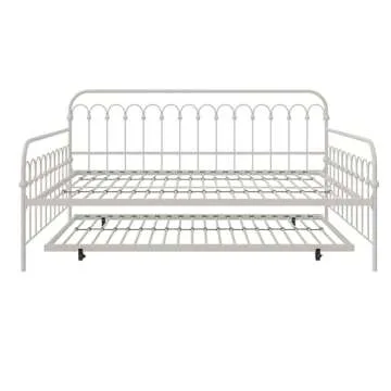 Novogratz Bright Pop Full Metal Daybed with Twin Trundle Bed, Off White