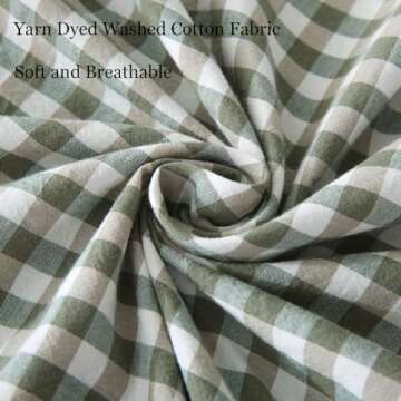 Silnuo Green/White Plaid Ruffled Pillow Shams Set of 2