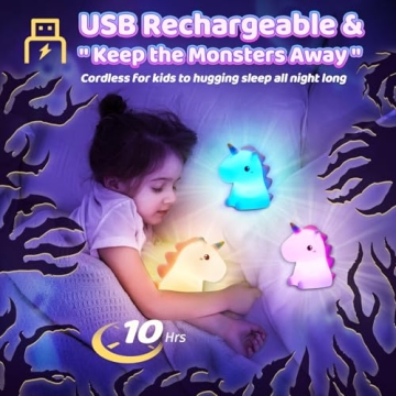 Colorful Unicorn Night Light for Kids - 16 Colors