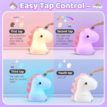 Colorful Unicorn Night Light for Kids - 16 Colors