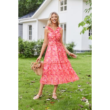 GRACE KARIN Tropical Floral Midi Dress for Summer Occasions