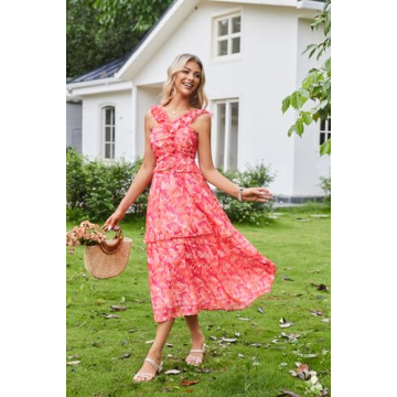 GRACE KARIN Tropical Floral Midi Dress for Summer Occasions