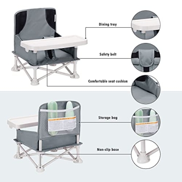 VEEYOO Portable Baby Booster Seat with Detachable Tray