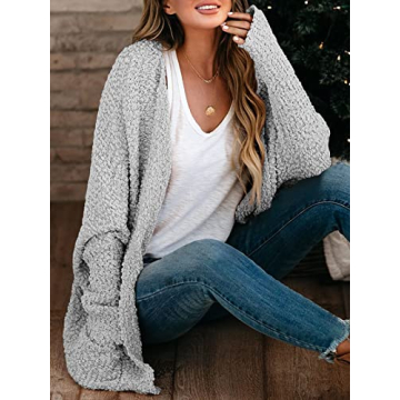 Stylish Saodimallsu Women's Chunky Popcorn Cardigan