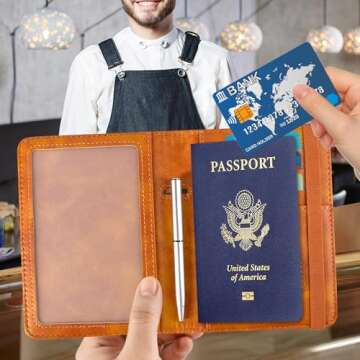 ACdream Fashion-Elaxtic Band Closure Passport & Vaccine Card Holder C-Yellow & Plane