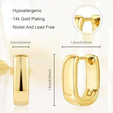 Small Chunky Earrings for Women Trendy Small Hoop Earrings Gold Plated Hypoallergenic Small Thick Huggie Hoops Earring for Jewelry Gifts