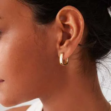 Small Chunky Earrings for Women Trendy Small Hoop Earrings Gold Plated Hypoallergenic Small Thick Huggie Hoops Earring for Jewelry Gifts