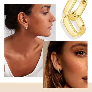 Small Chunky Earrings for Women Trendy Small Hoop Earrings Gold Plated Hypoallergenic Small Thick Huggie Hoops Earring for Jewelry Gifts