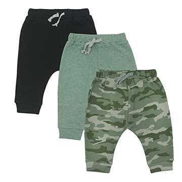 AIUI-HARNSBORN Baby 3 Pack Flexy Pants and Leggings, Infant Boys Girls Tapered Ankle Jogger Pants(Ne...