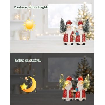 Lighted Santa Figurines - Charming Christmas Decor Set
