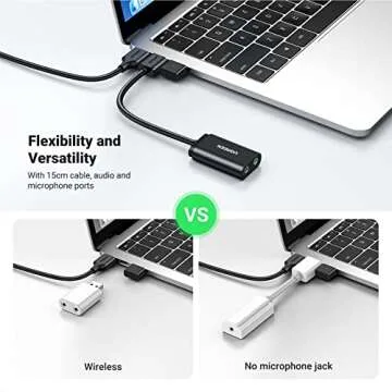 UGREEN External USB Sound Card Jack USB Adapter for Computer, PS5, PS4, USB Audio Stereo Adapter External Sound Card (Black)
