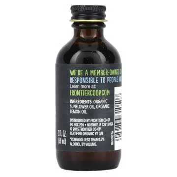 Frontier Co-op Organic Lemon Flavor, 2 Ounce Glass Jar, Tart Citrus Flavor for Desserts, Smoothies, ...