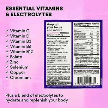 EBOOST Super Energy Powder Drink Mix, Non-GMO Electrolyte Supplement Loaded with Vitamins (Acai Pomegranate), 0.2 Ounce (Pack of 20)