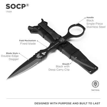 Benchmade - SOCP 176 Tactical Dagger 176BK with Black 440C Handle (176BK)