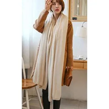 Wander Agio Womens Warm Long Shawl Winter Blanket Large Scarf Pure Color Beige