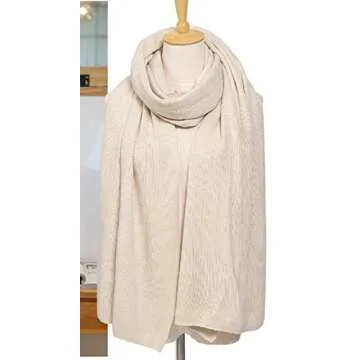 Wander Agio Womens Warm Long Shawl Winter Blanket Large Scarf Pure Color Beige