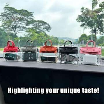 GTZTYZ Mini Creative Handbag Design Car keychain,Women Car Key Bag Mini Handbag,Exquisite Transparent Small Handbag,Headphone Bags with a Keychain