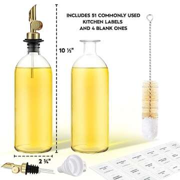 Spaceneat Olive Oil Dispenser Bottle - Includes 55 Kitchen Essential Labels - Cooking Oil Bottles fo...
