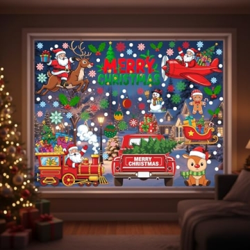 350 Pcs Christmas Window Clings - Vibrant Stickers for Festive Decor