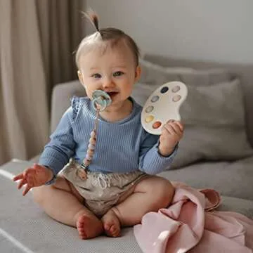 FRIGG Daisy Natural Rubber Baby Pacifier | Made in Denmark | BPA-Free (Seafoam/Cream, 0-6 Months) 2-Pack