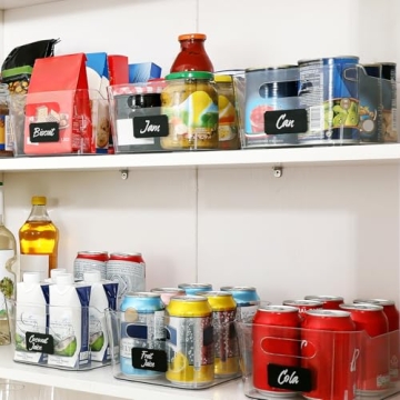 12 Pack Multi-Use Clear Storage Bins with Labels