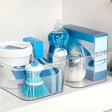 12 Pack Multi-Use Clear Storage Bins with Labels