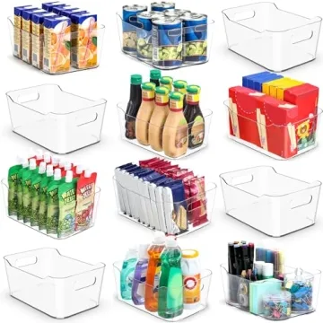 12 Pack Multi-Use Clear Storage Bins with Labels