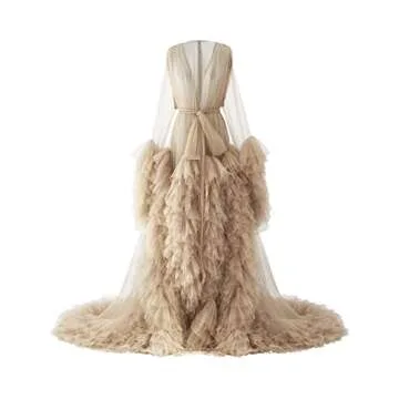 PLUVIOPHILY Maternity Tulle Dress Robe for Photoshoot Baby Shower Photography Skin