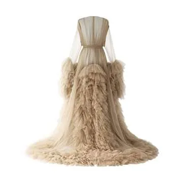 PLUVIOPHILY Maternity Tulle Dress Robe for Photoshoot Baby Shower Photography Skin