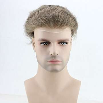 Dreambeauty Hairpieces for Men 10×8 inch Thin Skin Men's Toupee Human Hair Hair Replacement System ...