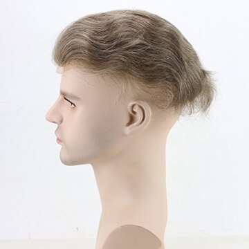 Dreambeauty Hairpieces for Men 10×8 inch Thin Skin Men's Toupee Human Hair Hair Replacement System Monofilament Net Base No.2 (#7)