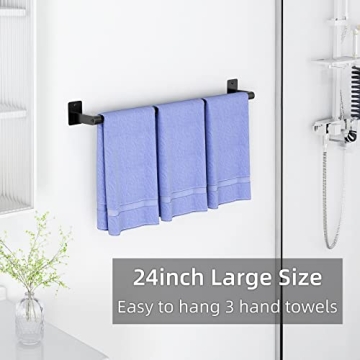 24 Inch Matte Black Towel Bar for Modern Bathrooms