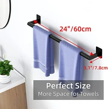 24 Inch Matte Black Towel Bar for Modern Bathrooms