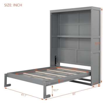 Harper & Bright Designs Full Murphy Bed Frame with Storage Shelves, Foldable Cube Cabinet Full Platf...