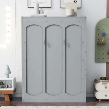 Harper & Bright Designs Full Murphy Bed Frame with Storage Shelves, Foldable Cube Cabinet Full Platform Bed, Modern Wall Bed for Guest Room or Home Office, No Box Spring Needed, Noise Free (Gray)