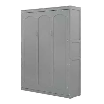 Harper & Bright Designs Full Murphy Bed Frame with Storage Shelves, Foldable Cube Cabinet Full Platform Bed, Modern Wall Bed for Guest Room or Home Office, No Box Spring Needed, Noise Free (Gray)