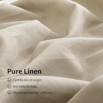 TUMEI Linen Sheets Queen Size - Soft & Durable Bedding Set