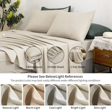 TUMEI Linen Sheets Queen Size - Soft & Durable Bedding Set