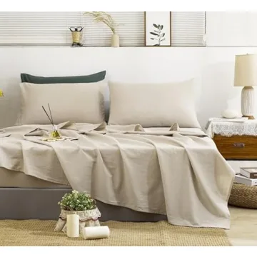 TUMEI Linen Sheets Queen Size - Soft & Durable Bedding Set