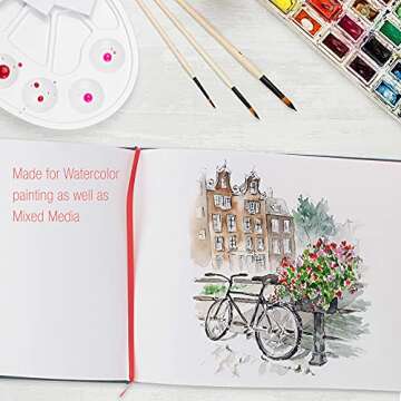 U.S. Art Supply 9" x 12" Watercolor Book, 2 Pack, 76 Sheets, 110 lb (230 GSM) - Linen-Bound Hardcover Artists Paper Pads - Acid-Free, Cold-Pressed, Brush Painting & Drawing Sketchbook Mixed Media