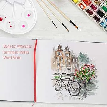 U.S. Art Supply 9" x 12" Watercolor Book, 2 Pack, 76 Sheets, 110 lb (230 GSM) - Linen-Bound Hardcover Artists Paper Pads - Acid-Free, Cold-Pressed, Brush Painting & Drawing Sketchbook Mixed Media